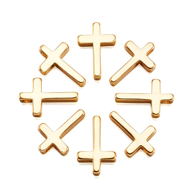 Craftdady 60pcs 18K Gold Plated Small Cross Charms 13x8.5mm Crucifix Pendants for DIY Jewelry Crafts Making,Hole 1mm - Image 2
